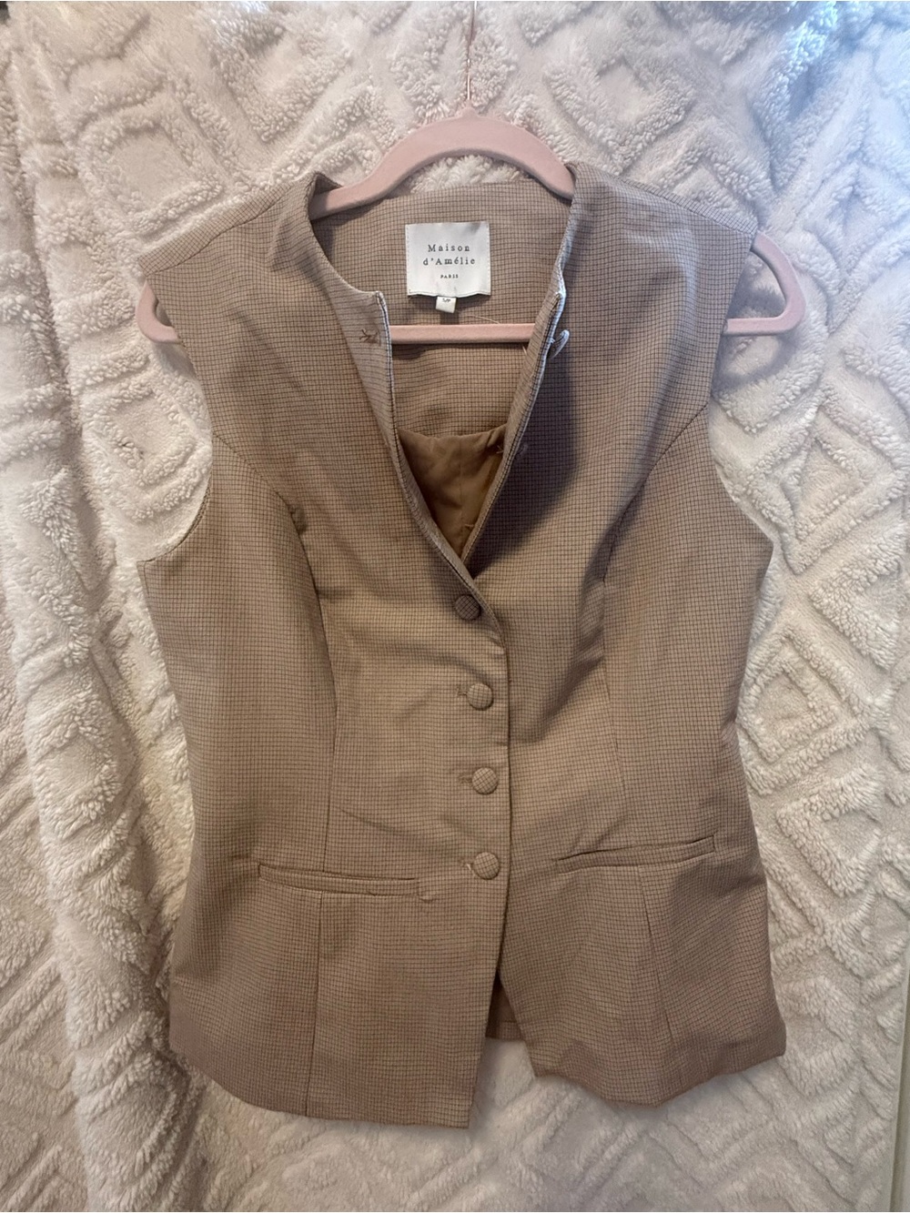 Maison d’Anfilo Taupe Sleeveless Tailored Vest